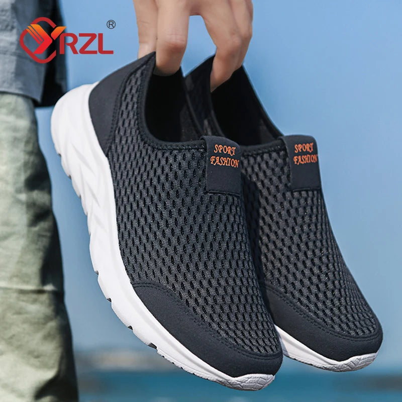 YRZL Men's Sneakers Breathable Mesh Men Casual Shoes Outdoor Non-Slip Big Size Loafers Walking Lightweight Male Tennis shoes